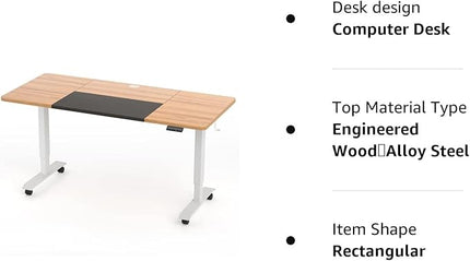 Monomi Electric Standing Desk, 55 x 24 inches Height Adjustable Desk, Ergonomic Home Office Sit Stand Up Desk with Memory Preset Controller (Natural Top/White Frame) - LeafyLoom