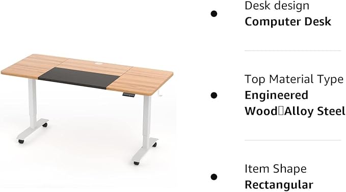 Monomi Electric Standing Desk, 55 x 24 inches Height Adjustable Desk, Ergonomic Home Office Sit Stand Up Desk with Memory Preset Controller (Natural Top/White Frame) - LeafyLoom
