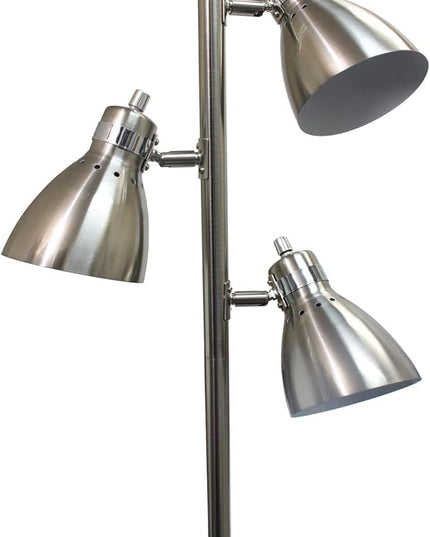 Simple Designs LF2007-BSN Metal 3 Light Tree Floor Lamp, Brushed Nickel - LeafyLoom