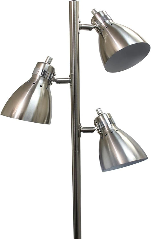 Simple Designs LF2007-BSN Metal 3 Light Tree Floor Lamp, Brushed Nickel - LeafyLoom