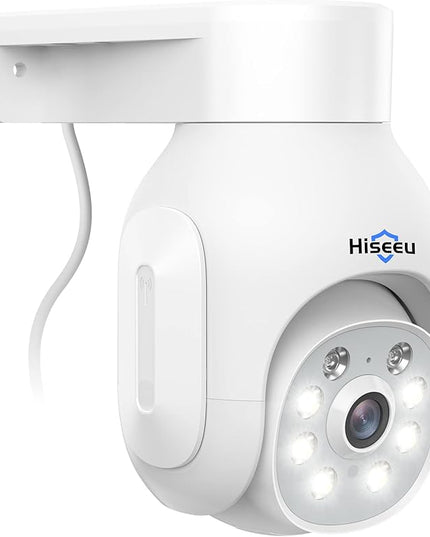 Hiseeu Wireless Security Camera Outdoor, 2.4G/5G 3MP WiFi Camera, Color Night Vision, Auto Tracking, Pan/Tilt, 360° View, Motion Detection, Two-Way Audio, IP66, Work with Alexa, No Monthly Fee Hiseeu