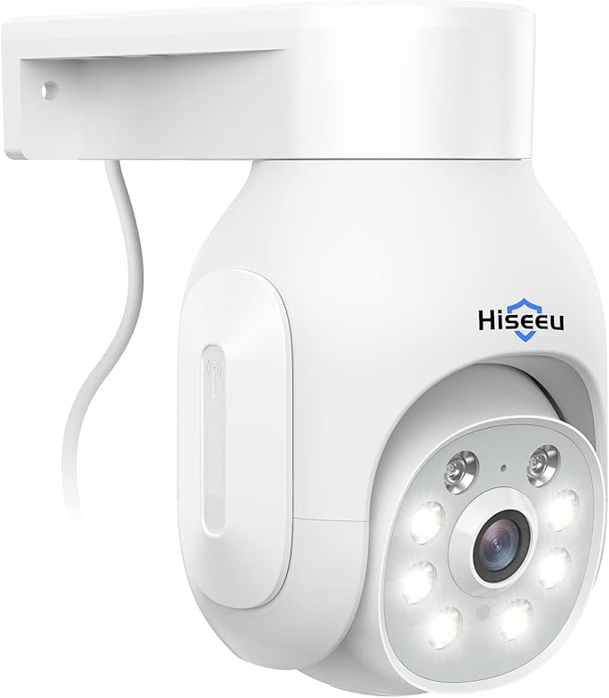 Hiseeu Wireless Security Camera Outdoor, 2.4G/5G 3MP WiFi Camera, Color Night Vision, Auto Tracking, Pan/Tilt, 360° View, Motion Detection, Two-Way Audio, IP66, Work with Alexa, No Monthly Fee Hiseeu