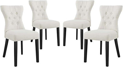 Modway Silhouette Modern Tufted Upholstered Fabric Parsons Four Dining Chairs in Beige - LeafyLoom