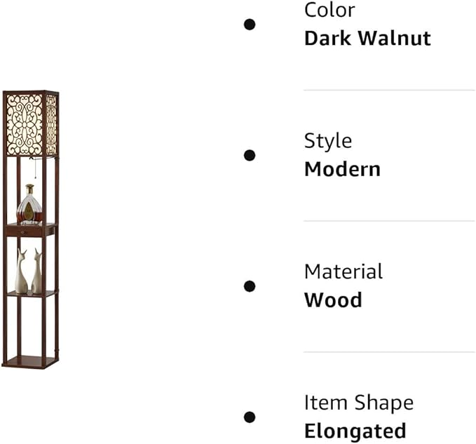 Artiva USA Etagere Shelf Floor lamp with Drawer - LeafyLoom