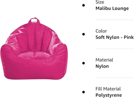 Posh Creations Structured Comfy Seat for Playrooms and Bedrooms, Large Bean Bag Chair, Malibu Lounge, Pink - LeafyLoom