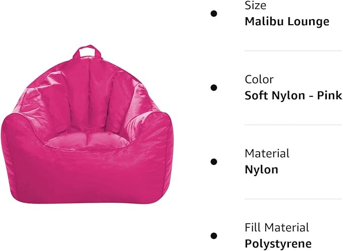 Posh Creations Structured Comfy Seat for Playrooms and Bedrooms, Large Bean Bag Chair, Malibu Lounge, Pink - LeafyLoom