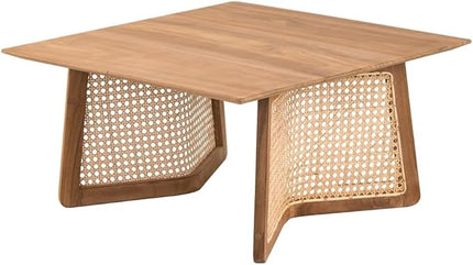 NicBex Coffee Table Wooden Coffee Table with Storage Square Center Tables with Natural Legs Dining Table for Living Room, Dining Room, Office, and Bedroom,27.6" W, Natural Wood+Brown - LeafyLoom
