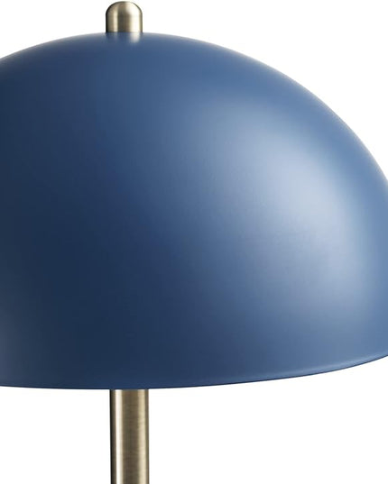 Globe Electric 52942 15" Desk Lamp, Matte Blue, Matte Brass Accents, in-Line On/Off Rocker Switch, for Bedroom, Office Decor, Home Essentials, Room Lighting, Reading Light - LeafyLoom