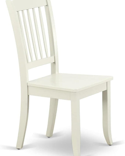 East West Furniture DAC-LWH-W Danbury Kitchen Dining Chairs - Slat Back Wooden Seat Chairs, Set of 2, Linen White - LeafyLoom