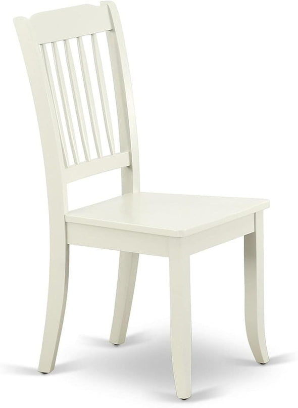 East West Furniture DAC-LWH-W Danbury Kitchen Dining Chairs - Slat Back Wooden Seat Chairs, Set of 2, Linen White - LeafyLoom