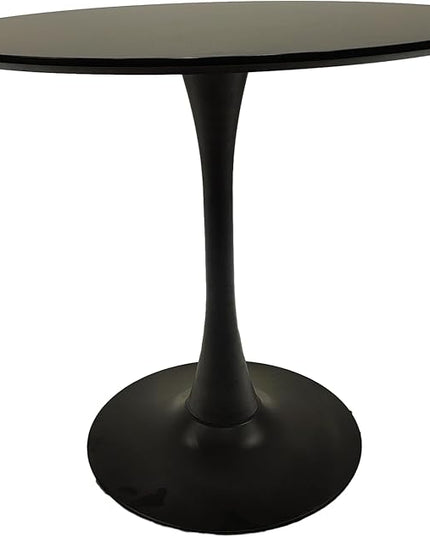 NicBex 31.5Inch Round Dining Table,Mid-Century Modern Kitchen Table with MDF Black Tabletop and Pedestal Base for 2 to 4,Leisure Coffee Table for Kitchen,Small Space,Apartment and Living Room,Black - LeafyLoom