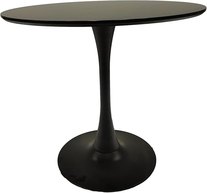 NicBex 31.5Inch Round Dining Table,Mid-Century Modern Kitchen Table with MDF Black Tabletop and Pedestal Base for 2 to 4,Leisure Coffee Table for Kitchen,Small Space,Apartment and Living Room,Black - LeafyLoom