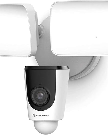 Amcrest Floodlight Camera, Smart Home 1080P Security Outdoor Camera Wireless WiFi with Flood Light, Built-in Siren Alarm, 114° View, IP65 Waterproof, MicroSD & Cloud Storage, ASH26-W Amcrest