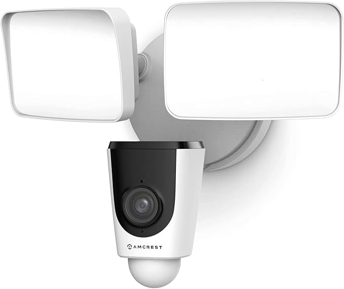 Amcrest Floodlight Camera, Smart Home 1080P Security Outdoor Camera Wireless WiFi with Flood Light, Built-in Siren Alarm, 114° View, IP65 Waterproof, MicroSD & Cloud Storage, ASH26-W Amcrest