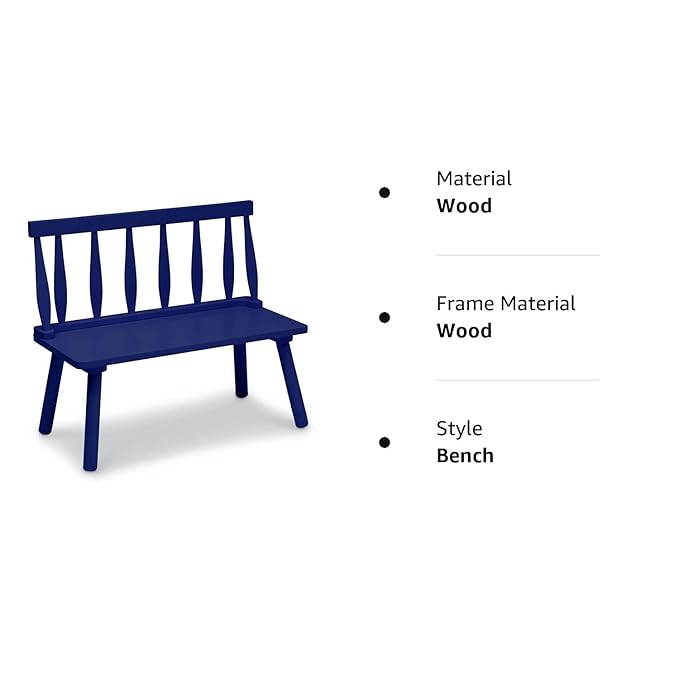 Delta Children Windsor Bench, Navy - LeafyLoom