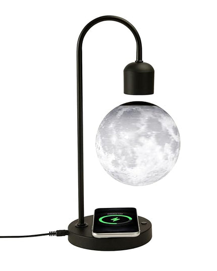 Floating Moon Lamp with Wireless Phone Charger & LED Levitating Ball in The Air Freely Unique Magnetic Cloud Desk Lamp with Cool Night Light, Home Office Decor & Gift for Friends Families - LeafyLoom