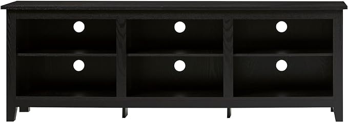 Walker Edison Wren Classic 6 Cubby TV Stand for TVs up to 80 Inches, 70 Inch, Black - LeafyLoom