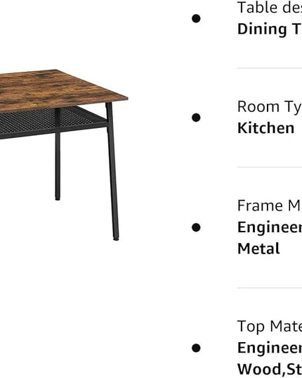 VASAGLE Dining Table, Square Office Desk with Storage Compartment, Industrial, 31.5 x 31.5 x 30.7 Inches,Brown - LeafyLoom