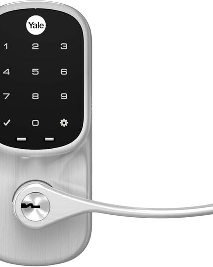Yale Assure Lever Entry Door Lock with Wi-Fi Connected Touchscreen, Satin Nickel Smart Keypad Door Lock with Handle, Back-Up Key, and Z-Wave Compatibility, YRL226-ZW2-619 Yale