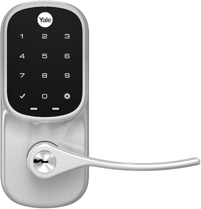 Yale Assure Lever Entry Door Lock with Wi-Fi Connected Touchscreen, Satin Nickel Smart Keypad Door Lock with Handle, Back-Up Key, and Z-Wave Compatibility, YRL226-ZW2-619 Yale