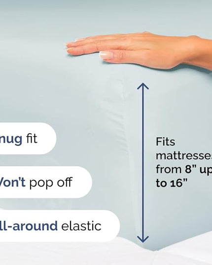 Split King Size 5 Piece Sheet Set - Comfy Breathable & Cooling Sheets - Hotel Luxury Bed Sheets for Women & Men - Deep Pockets, Easy-Fit, Soft & Wrinkle Free Sheets - Ice Blue Oeko-Tex Bed Sheet Set - LeafyLoom