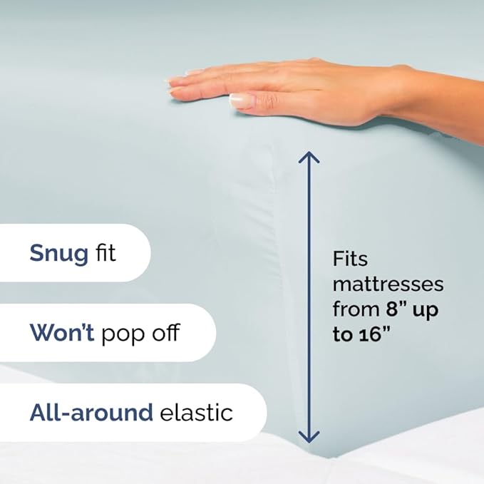 Split King Size 5 Piece Sheet Set - Comfy Breathable & Cooling Sheets - Hotel Luxury Bed Sheets for Women & Men - Deep Pockets, Easy-Fit, Soft & Wrinkle Free Sheets - Ice Blue Oeko-Tex Bed Sheet Set - LeafyLoom