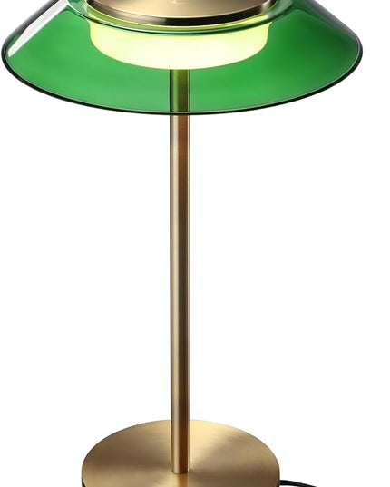 TORCHSTAR Green Glass LED Desk Lamp, 3-Step Dimmable Desk Lamps with Antique Brass Body, 330LM 100-240V Vintage Desk Lamps for Home Office Dining Room, ETL&UL Listed, 3000K Warm White - LeafyLoom