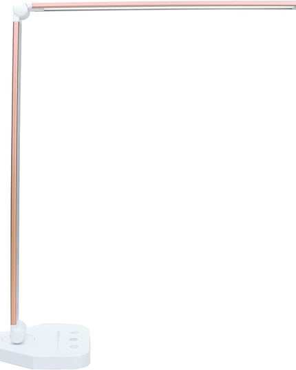 LED Desk Lamp Dimmable Table Lamp Reading Lamp with USB Charging Port, 5 Lighting Modes, Sensitive Control, 30/60 Minutes Auto-Off Timer, Eye-Caring Office Lamp (Pink) - LeafyLoom