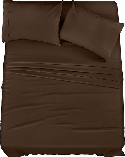 Utopia Bedding Full Bed Sheets Set - 4 Piece Bedding - Brushed Microfiber - Shrinkage and Fade Resistant - Easy Care (Full, Brown) - LeafyLoom