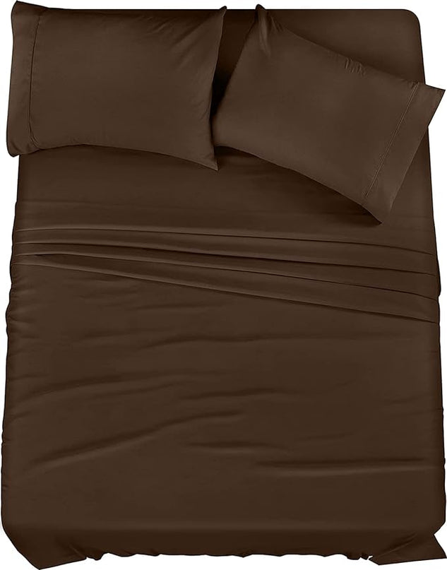 Utopia Bedding Full Bed Sheets Set - 4 Piece Bedding - Brushed Microfiber - Shrinkage and Fade Resistant - Easy Care (Full, Brown) - LeafyLoom