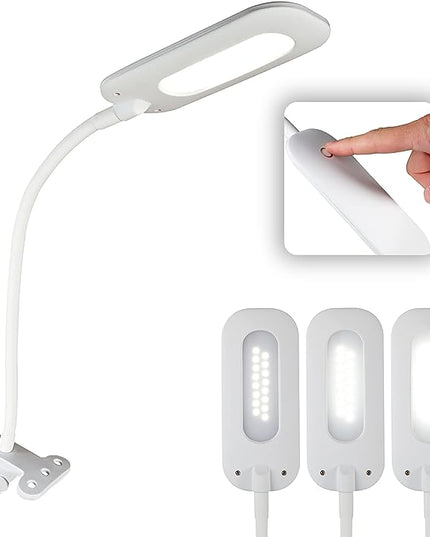 OttLite Flexible Soft Touch LED Clip Lamp with ClearSun LED Technology - Sturdy Clip Light is Dimmable & Flexible - Travel-Friendly & Portable Reading Lamp for Home, Desks, Tables, & Bookshelves - LeafyLoom