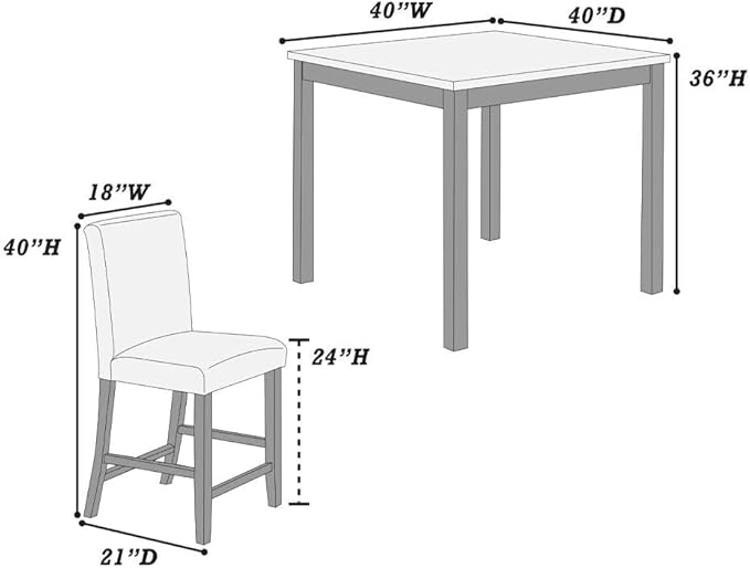 NicBex 5 Piece Dining Table Set Kitchen Table with Bench 5pc Counter Height Dining Set Kitchen Dinette Faux Marble Top Table and 4X High Chairs Faux Leather Cushions Seats, Espresso - LeafyLoom