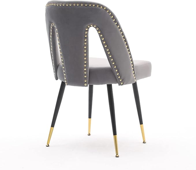 NicBex Dining Chairs Set of 2 Velvet Upholstered Kitchen Dining Chairs with Nailhead Trim for Dining Room-Gray - LeafyLoom