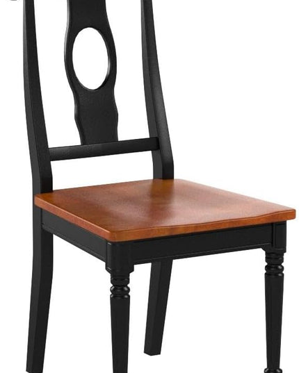East West Furniture KEC-BLK-W Kenley Kitchen Dining Chairs - Napoleon Back Solid Wood Seat Chairs, Set of 2, Black & Cherry - LeafyLoom