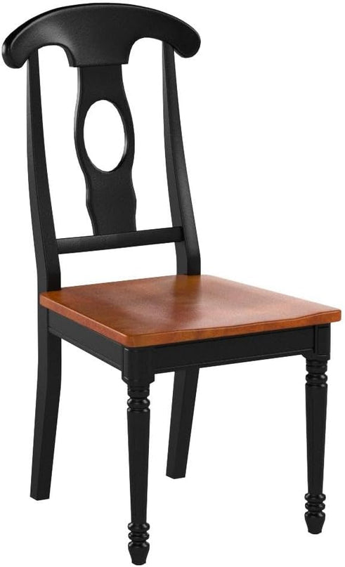 East West Furniture KEC-BLK-W Kenley Kitchen Dining Chairs - Napoleon Back Solid Wood Seat Chairs, Set of 2, Black & Cherry - LeafyLoom