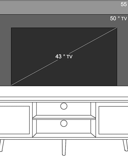 Anmytek Farmhouse Rattan TV Stand for 55 Inches TV Mid Century Modern Entertainment Center with Storage Cabinet Wood Small Media Console for Living Room Black H0056 - LeafyLoom