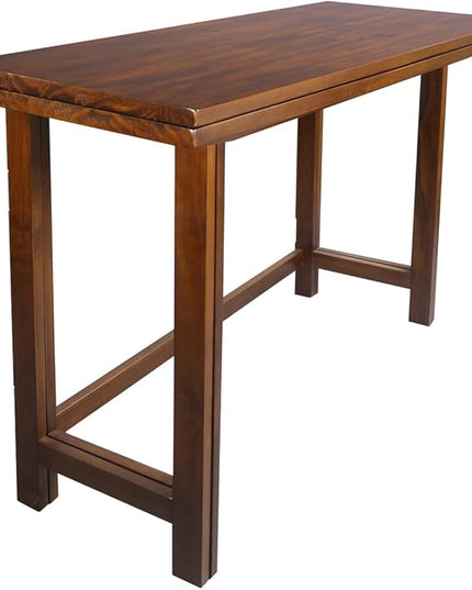 Casual Home Solid Wood Folding Convertible Dining Console Table, 40" W x 28" D x 30" H, Warm Brown - LeafyLoom