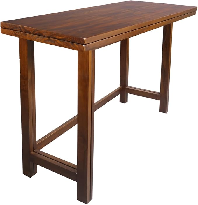 Casual Home Solid Wood Folding Convertible Dining Console Table, 40" W x 28" D x 30" H, Warm Brown - LeafyLoom