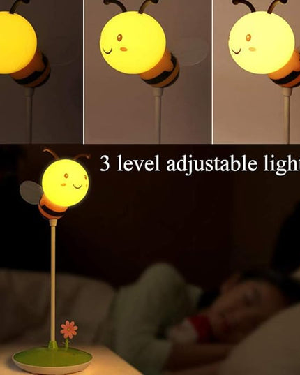 Cute Bumblebee LED Desk Lamp Touch Control Dimming 3 Brightness and 360°Flexible Gooseneck Eye-Care USB Rechargeable Lamp for Teens - LeafyLoom