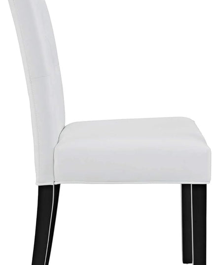 Modway Confer Modern Tufted Faux Leather Upholstered Parsons Two Dining Chairs in White - LeafyLoom