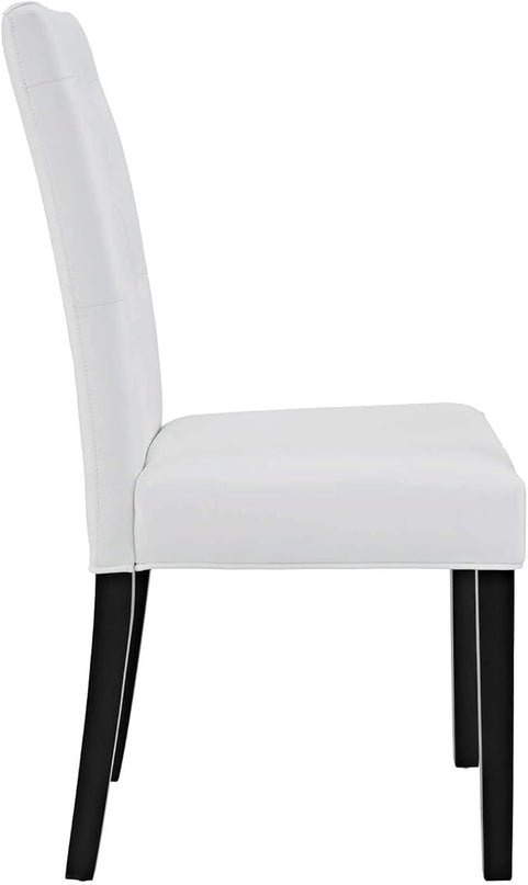 Modway Confer Modern Tufted Faux Leather Upholstered Parsons Two Dining Chairs in White - LeafyLoom