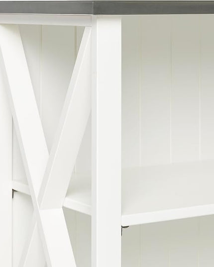 Walker Edison Solid Wood Farmhouse Storage Console, 52 Inch, White/Grey Wash - LeafyLoom