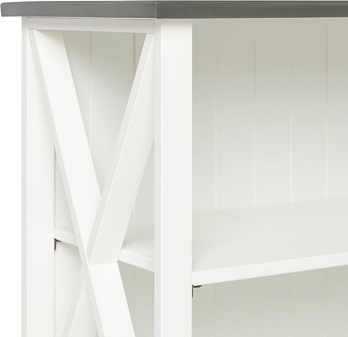 Walker Edison Solid Wood Farmhouse Storage Console, 52 Inch, White/Grey Wash - LeafyLoom