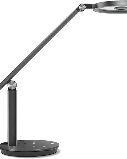 LED Desk Lamp for Home Office - Natural Eye-Caring Table Light, Adjustable Metal Swing Arm with 18W Dimmable Bright Reading Task Lampara Memory Function Black - LeafyLoom