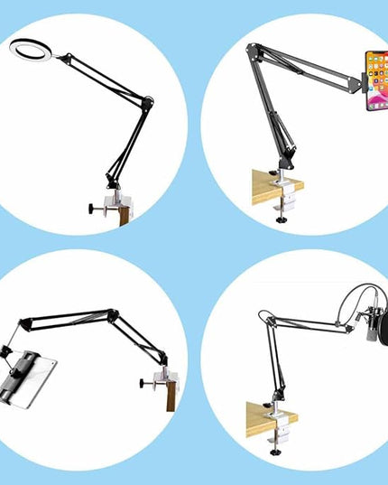 Heavy Duty Replacement Clamp for 1/2” Base Magnifying Lamp，Desk Lamp，Magnify Lamp，Swing Arm Lamp，Mic Microphone Suspension Boom Scissor Mount(Silver) - LeafyLoom