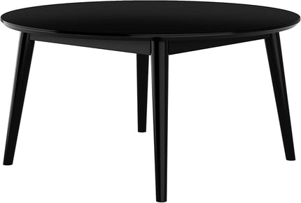 Plank+Beam Mid Century Modern Coffee Table, 36 Inch Wood Coffee Tables for Living Room, Round Center Table, Cocktail Table for Small Spaces, Black - LeafyLoom
