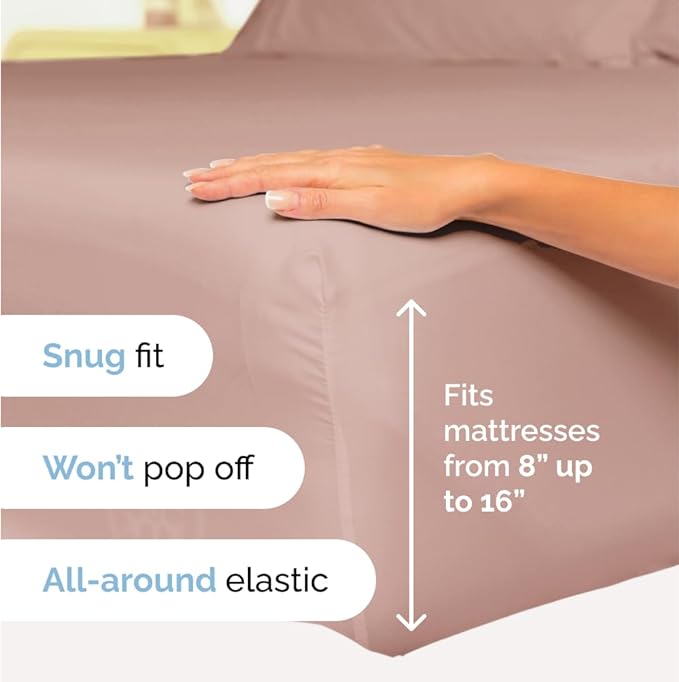Twin XL Size 3 Piece Sheet Set - Comfy Breathable & Cooling Sheets - Hotel Luxury Bed Sheets for Women & Men - Deep Pockets, Easy-Fit, Extra Soft & Wrinkle Free Sheets - Mauve Oeko-Tex Bed Sheet Set - LeafyLoom