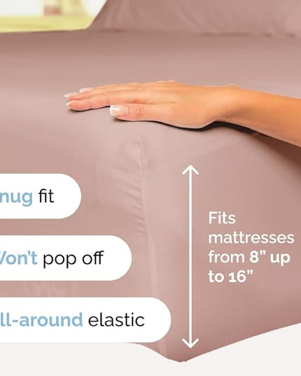 Twin Size 3 Piece Sheet Set - Comfy Breathable & Cooling Sheets - Hotel Luxury Bed Sheets for Women & Men - Deep Pockets, Easy-Fit, Extra Soft & Wrinkle Free Sheets - Mauve Oeko-Tex Bed Sheet Set - LeafyLoom