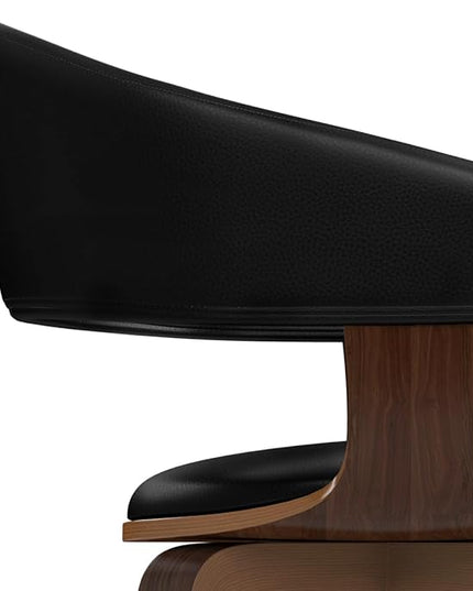 SIMPLIHOME Lowell Mid Century Modern Bentwood Dining Chair in Black Vegan Faux Leather for The Dining Room - LeafyLoom