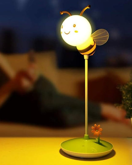 Cute Bumblebee LED Desk Lamp Touch Control Dimming 3 Brightness and 360°Flexible Gooseneck Eye-Care USB Rechargeable Lamp for Teens - LeafyLoom